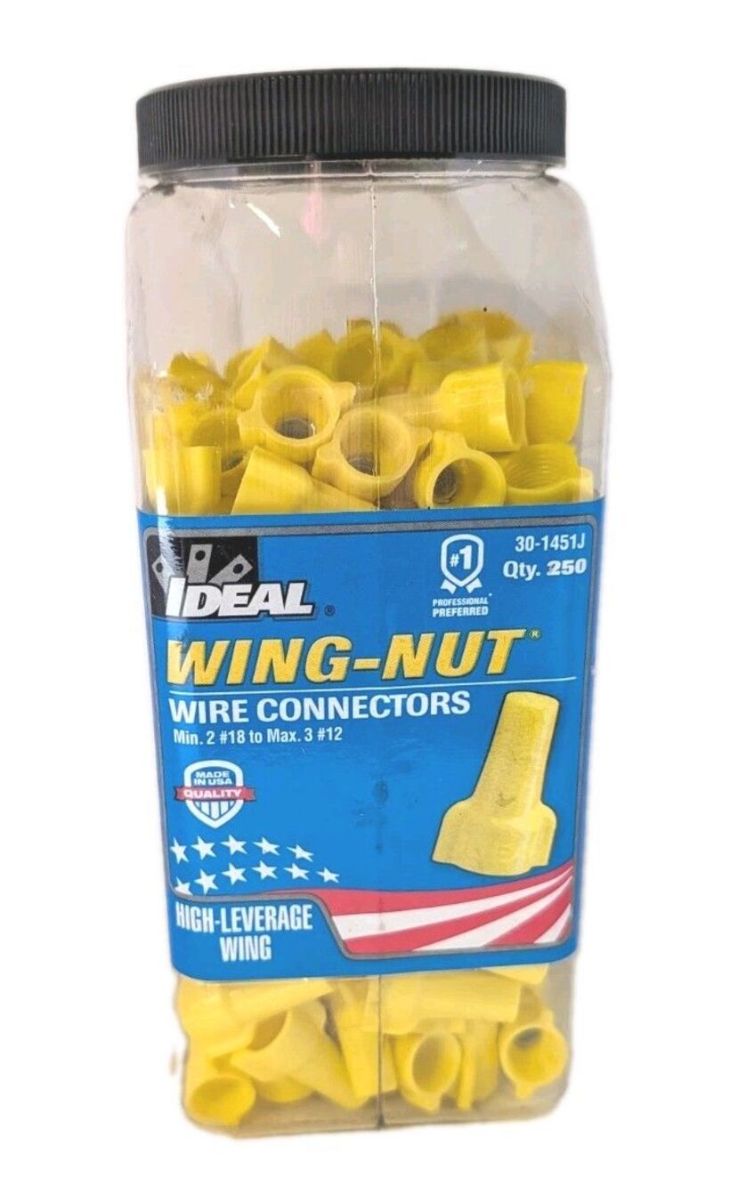 IDEAL 451 Yellow Wing-Nut Wire Connectors 30-1451J Approx 250 Opened USA